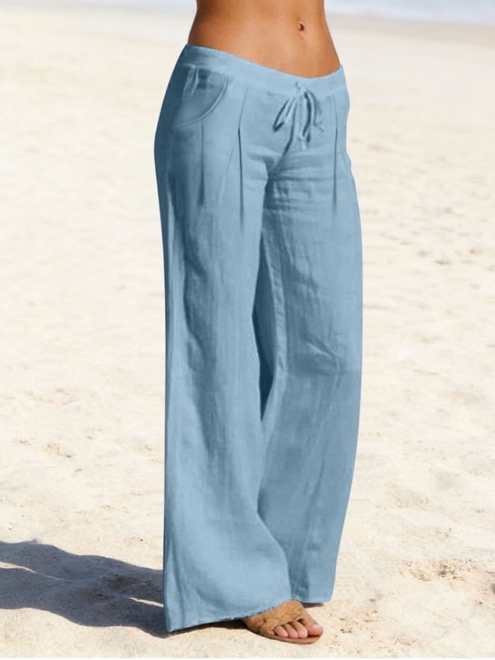 Women’s Wide-Leg Drawstring Linen Pants